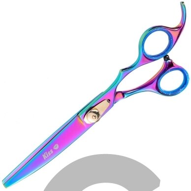 Geib Gold Rainbow Kiss Curved Scissors - aukštos kokybės lenktos žirklės su mikro pjūviu ir vaivorykštės apdaila - Dydis: 7,5 ". Geib Gold Rainbow Kiss Curved Scissors - aukštos kokybės lenktos žirklės su mikro pjūviu ir vaivorykštės apdaila - Dydis: 7,5 ".