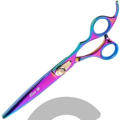 Geib Gold Rainbow Kiss tiesios žirklės - Aukštos kokybės tiesios žirklės su mikro pjūviu ir vaivorykštės apdaila - Dydis: 7,5 ". Geib Gold Rainbow Kiss tiesios žirklės - Aukštos kokybės tiesios žirklės su mikro pjūviu ir vaivorykštės apdaila - Dydis: 7,5 ".