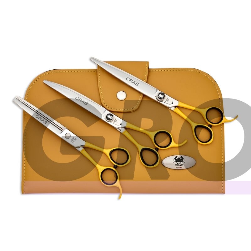 Geib Crab Scissors Set Level 1 - profesionalių žirklių ir filiravimo žirklių rinkinys iš japoniško nerūdijančio plieno, 3 vnt.
