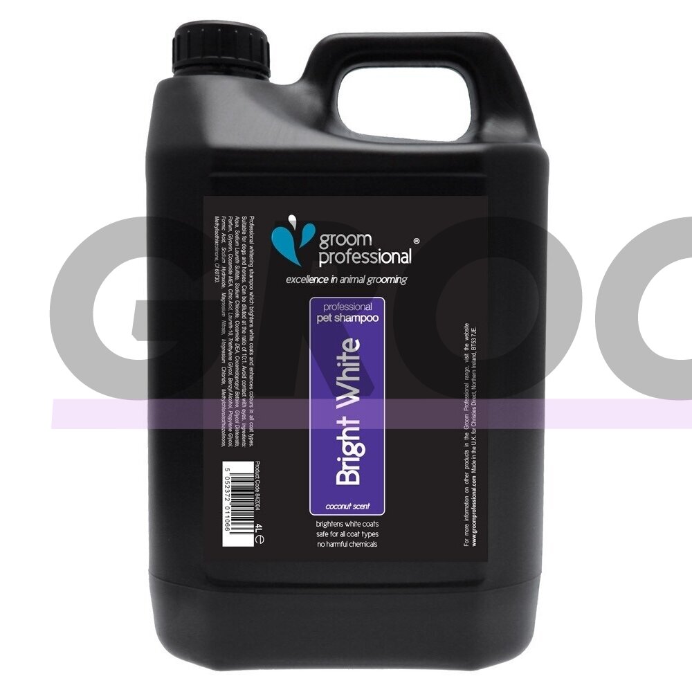 Groom Professional Bright White Shampoo - šampūnas baltam ir šviesiam kailiui 4L.
