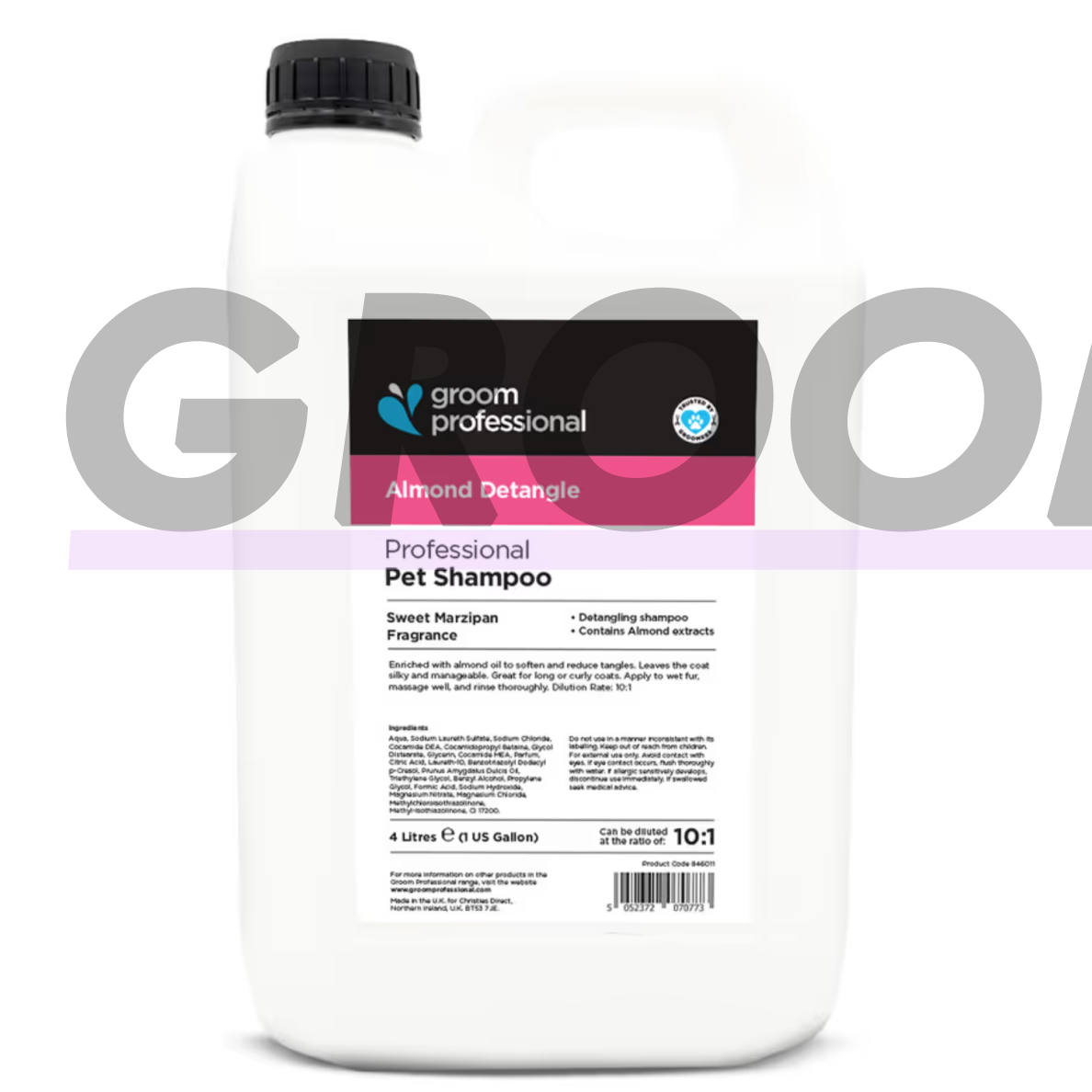 Groom Professional Almond Detangle Shampoo 4l - šapūnas lengvinantis šukavimą 1 Groom Professional Almond Detangle Shampoo 4l - šapūnas lengvinantis šukavimą 1