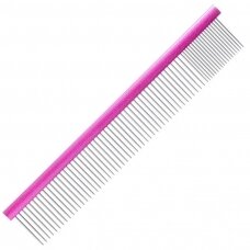 Groom Professional metalinės 25 cm ilgio šukos - mišrus dantų išsidėstymas 80/20 tamsiai rožinės spalvos