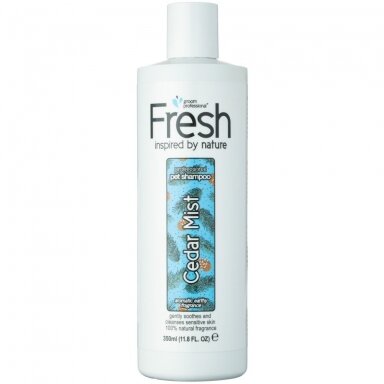 "Groom Professional Fresh Cedar Mist Shampoo" - šampūnas jautriai šunų odai, koncentratas 1:24 - 350ml "Groom Professional Fresh Cedar Mist Shampoo" - šampūnas jautriai šunų odai, koncentratas 1:24 - 350ml