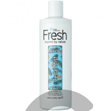 "Groom Professional Fresh Cedar Mist Shampoo" - šampūnas jautriai šunų odai, koncentratas 1:24 - 350ml "Groom Professional Fresh Cedar Mist Shampoo" - šampūnas jautriai šunų odai, koncentratas 1:24 - 350ml