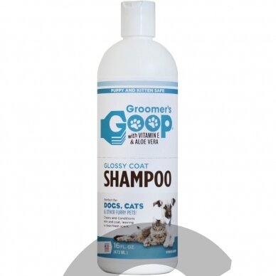 Groomer`s Goop Glossy Coat Pet Shampoo - šampūnas visų tipų kailiui su alaviju ir vitaminu E