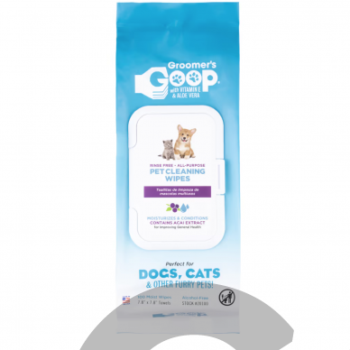 Groomer's Goop Pet Cleaning Wipes 100 vnt. - šunims ir katėms valyti skirtos servetėlės Groomer's Goop Pet Cleaning Wipes 100 vnt. - šunims ir katėms valyti skirtos servetėlės