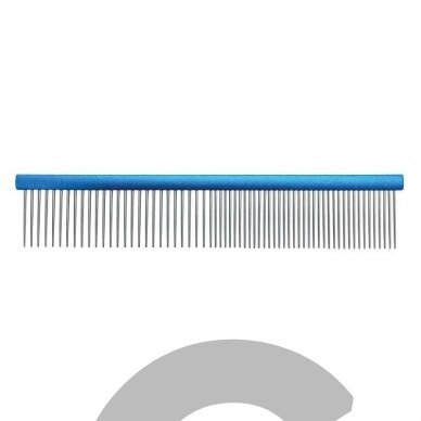 "Groom Professional" metalinės 19 cm ilgio šukos - mišrus dantų išsidėstymas 50/50 mėlynos spalvos