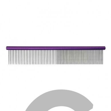 "Groom Professional" metalinės 25 cm ilgio šukos - mišrus 50/50 dantų išdėstymas, violetinės spalvos