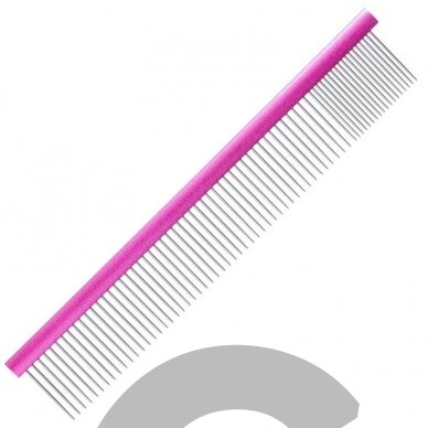 Groom Professional metalinės 25 cm ilgio šukos - mišrus dantų išsidėstymas 80/20 tamsiai rožinės spalvos