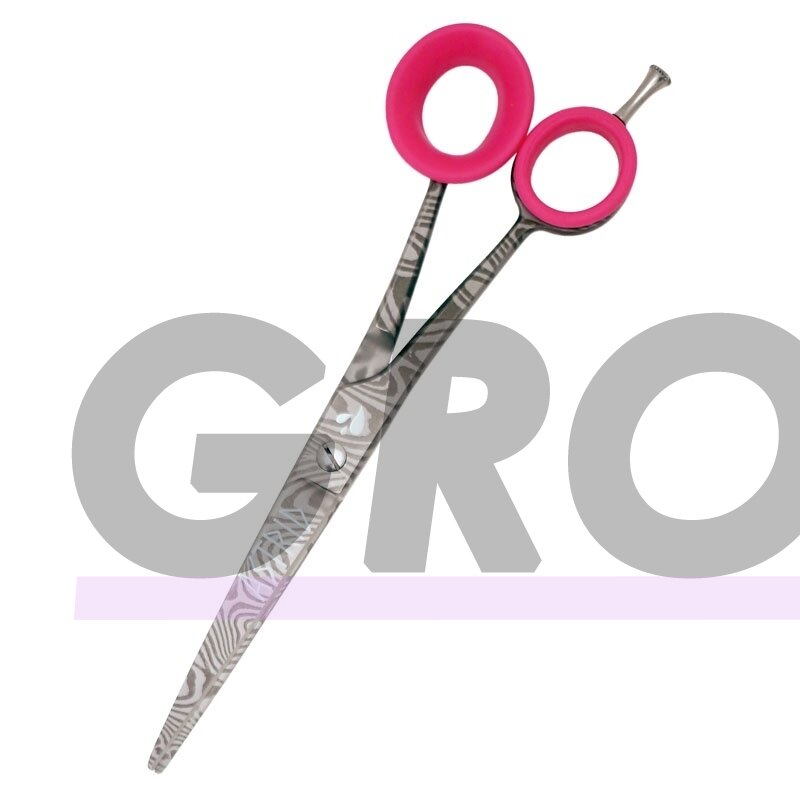 Groom Professional Astrid Left Curved Scissor 7 "- žirklės kairiarankiams, lenktos su 17,5 cm mikro pjūviu. Groom Professional Astrid Left Curved Scissor 7 "- žirklės kairiarankiams, lenktos su 17,5 cm mikro pjūviu.