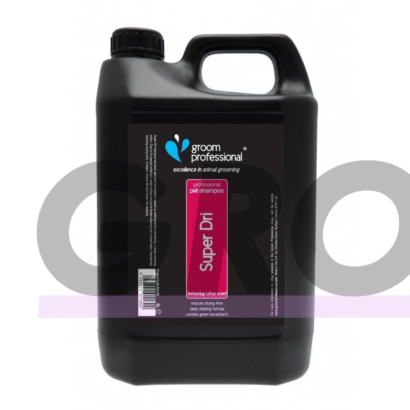 Groom Professional Super Dri Shampoo 4l - valantis ir džiovinimo laiką trumpinantis šampūnas. Talpa: 4L Groom Professional Super Dri Shampoo 4l - valantis ir džiovinimo laiką trumpinantis šampūnas. Talpa: 4L