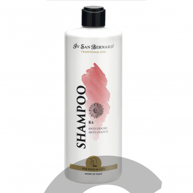 Iv San Bernard KS Anti-Odore Shampoo - šampūnas nemaloniam kailio kvapui šalinti, skirtas šunims ir katėms 1 Iv San Bernard KS Anti-Odore Shampoo - šampūnas nemaloniam kailio kvapui šalinti, skirtas šunims ir katėms 1