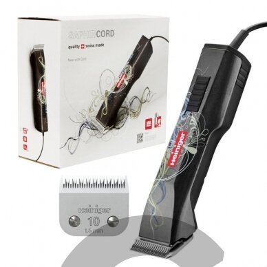 Heiniger Saphir Cord - профессиональные аккумуляторные машинки для стрижки животных с лезвием №10 (1,5 мм)