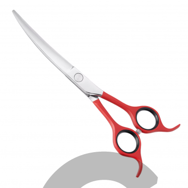 Henbor Red Pet Line Curved Scissors 6,5" - profesionalios gyvūnų kirpimo žirklės, lenktos 1