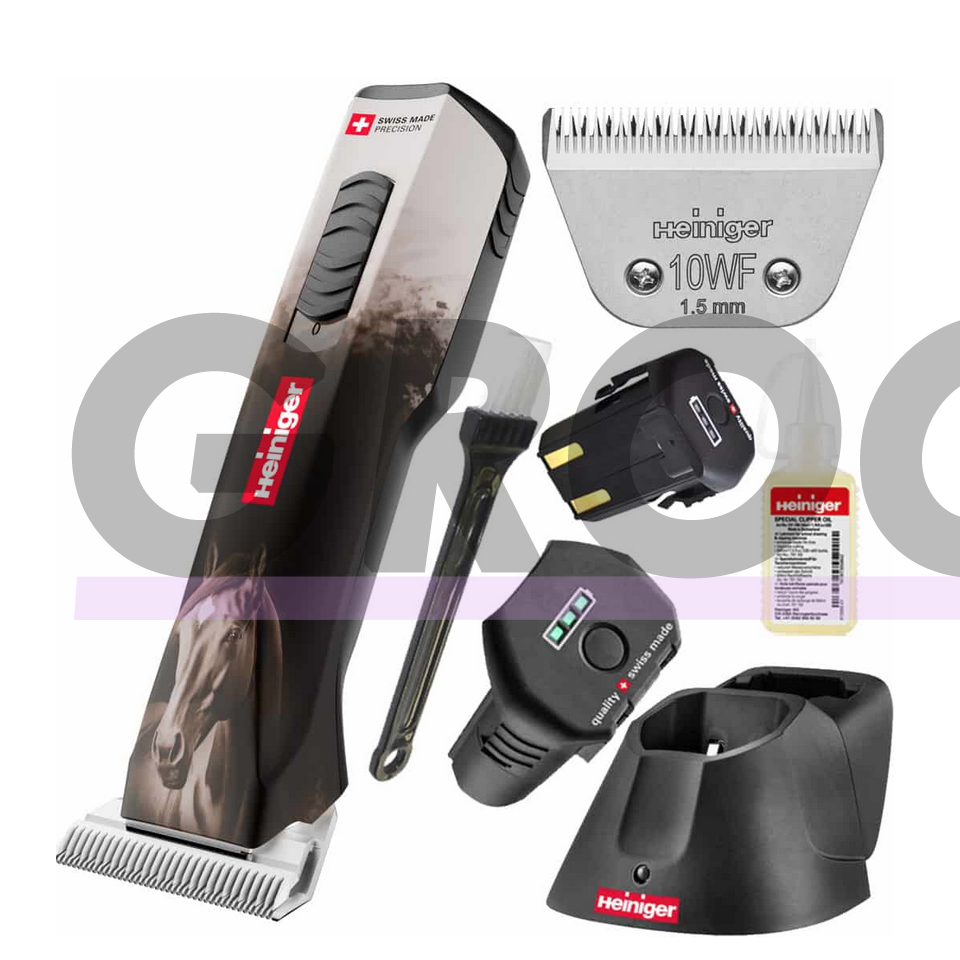 Heiniger Opal Horse Cordless Clipper – belaidė žirgų kirpimo mašinėlė, skirta preciziškiems darbams, su 10WF galvute. 1
