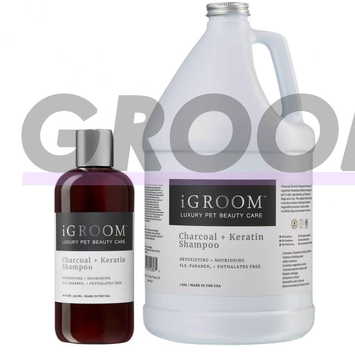 iGroom Charcoal Keratin Shampoo - детоксицирующий и увлажняющий шампунь для собак, концентрат 1:16