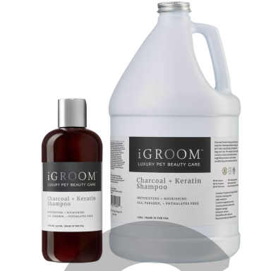 "iGroom Charcoal Keratin Shampoo" - detoksikuojantis ir drėkinantis šampūnas šunims, koncentratas 1:16