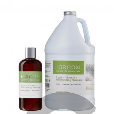 "iGroom Argan Vitamin E Shampoo" - drėkinamasis ir valomasis šampūnas šunims, koncentratas 1:16 "iGroom Argan Vitamin E Shampoo" - drėkinamasis ir valomasis šampūnas šunims, koncentratas 1:16