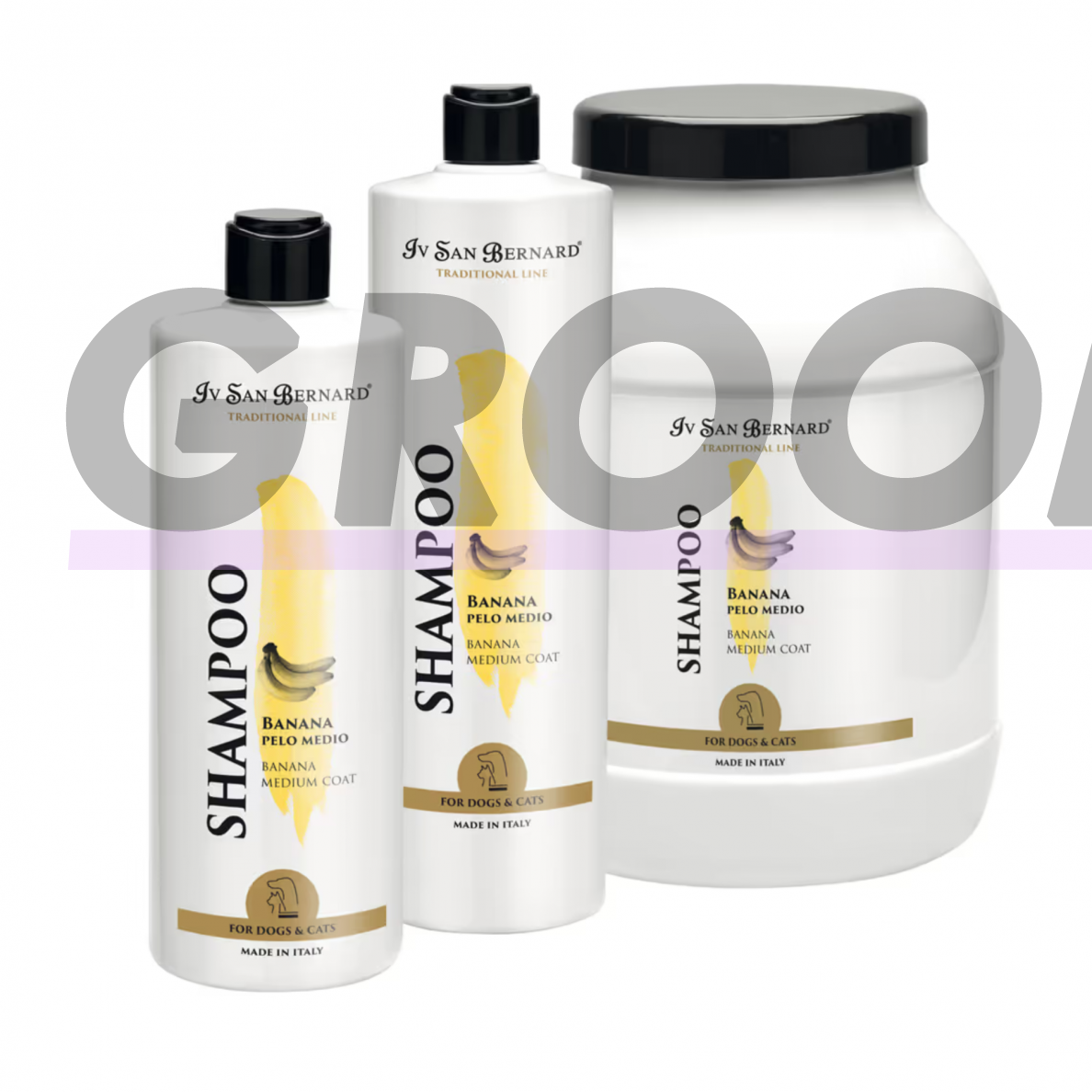 Iv San Bernard Banana Shampoo - bananinis šampūnas šunims su pusilgiais ir šiurkščiais plaukais