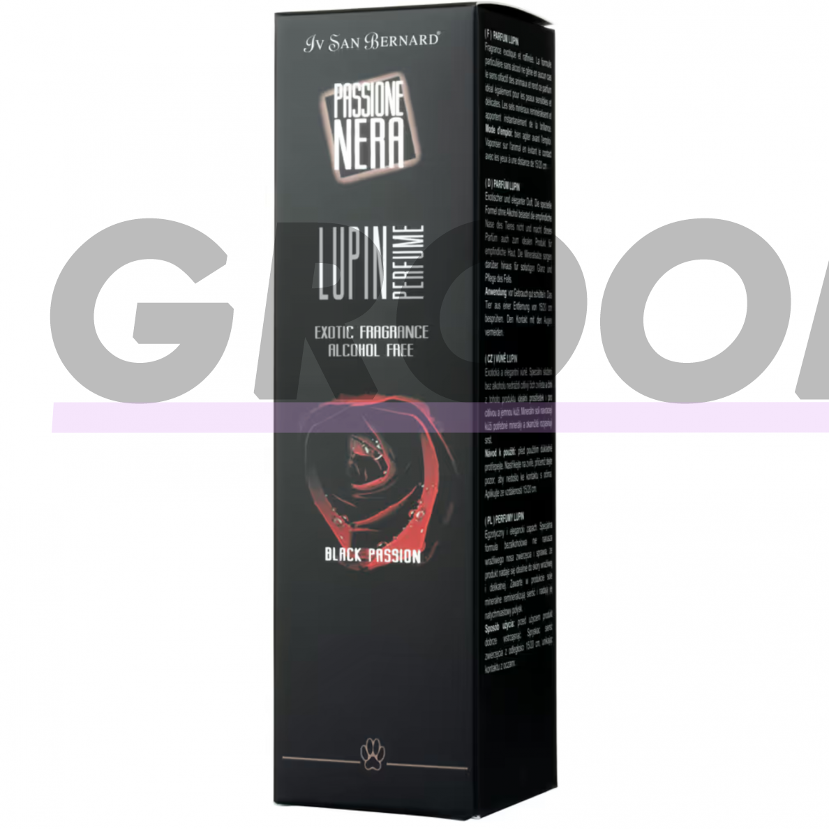 Iv San Bernard Black Passion Perfume Lupin- ilgai išliekantys kvepalai šunims, pasižymintys elegantišku, egzotišku aromatu, be alkoholio 1