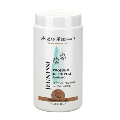 Iv San Bernard Traditional Line Jeunesse, 80 g - baltojo sandalmedžio kvapo pudra šunims ir katėms