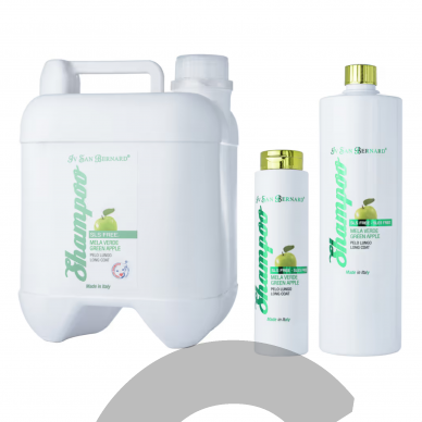 Iv San Bernard SLS Free Green Apple Shampoo - šampūnas su žaliaisiais obuoliais ilgaplaukiams šunims ir katėms, be SLS