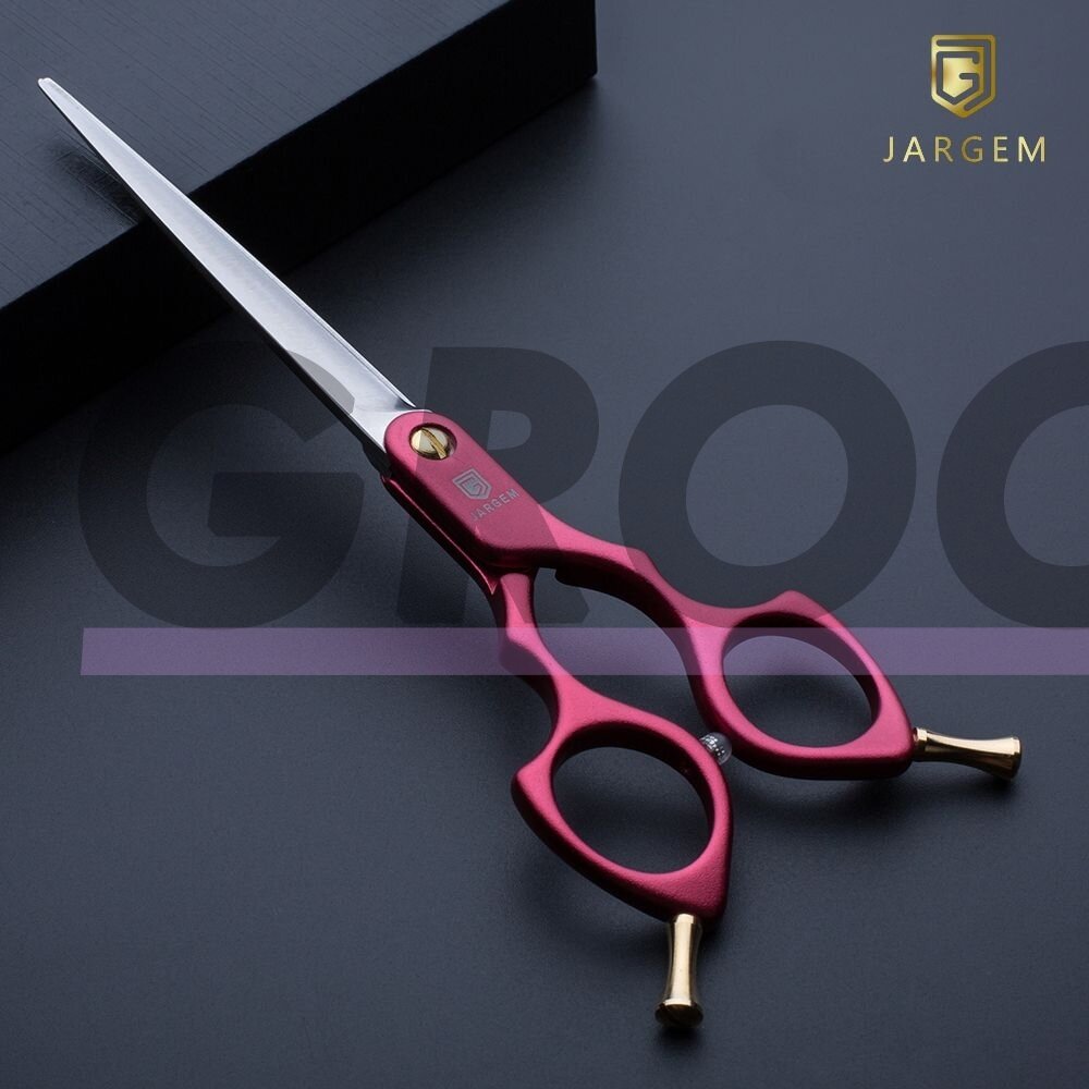 Jargem Asian Style Light Straight Scissors 6,5" - labai lengvos korėjietiško stiliaus tiesių plaukų žirklės - Spalva: raudona