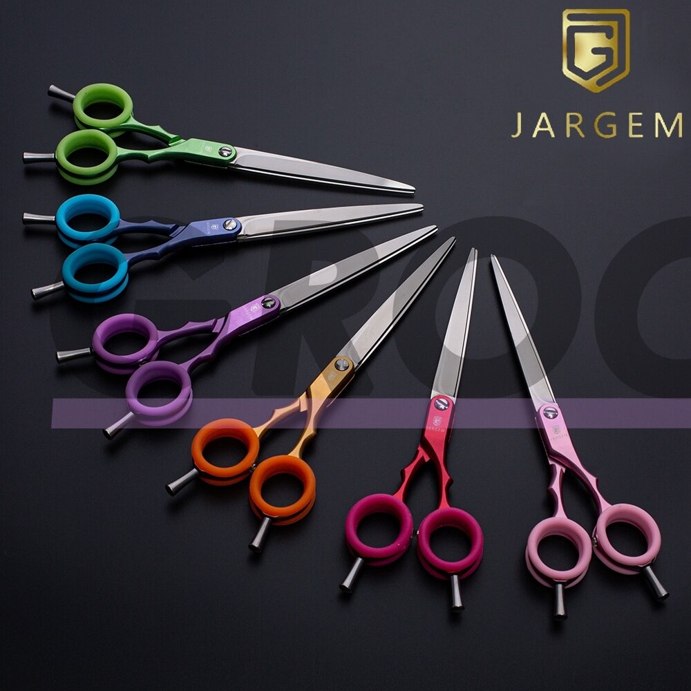 Jargem Asian Style Light Straight Scissors 6,5" - labai lengvos, tiesios žirklės su spalvotais žiedais, korėjietiško stiliaus kirpimui - Spalva: žalia Jargem Asian Style Light Straight Scissors 6,5" - labai lengvos, tiesios žirklės su spalvotais žiedais, korėjietiško stiliaus kirpimui - Spalva: žalia