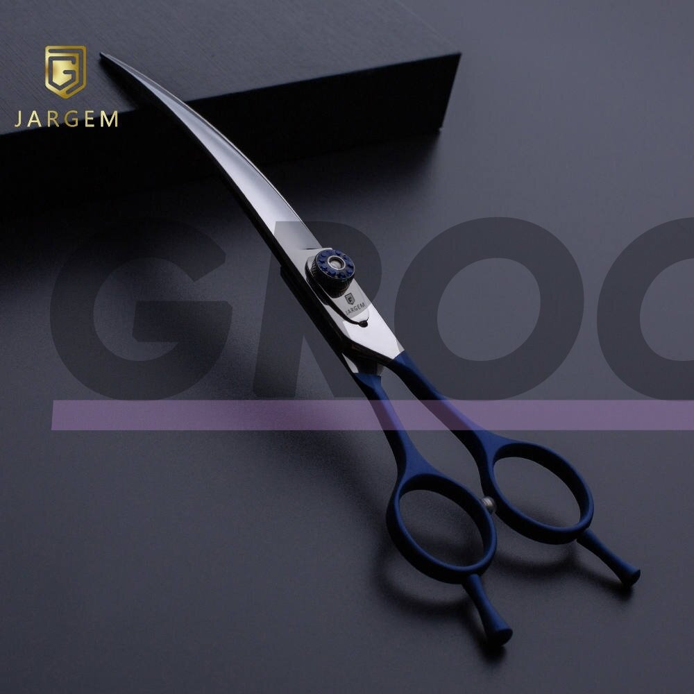 Jargem Blue Curved Scissors – dekoratyviniu varžtu išlenktos priežiūros žirklės, tamsiai mėlynos – Dydis: 7,5 "