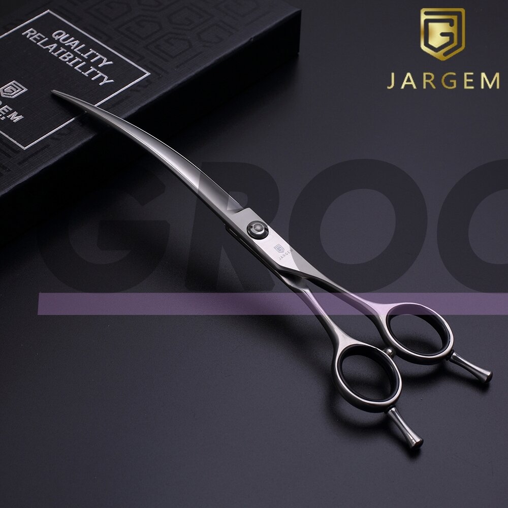Jargem Curved Scissors – lenktos priežiūros žirklės su satino apdaila – Dydis: 7,5 colio Jargem Curved Scissors – lenktos priežiūros žirklės su satino apdaila – Dydis: 7,5 colio