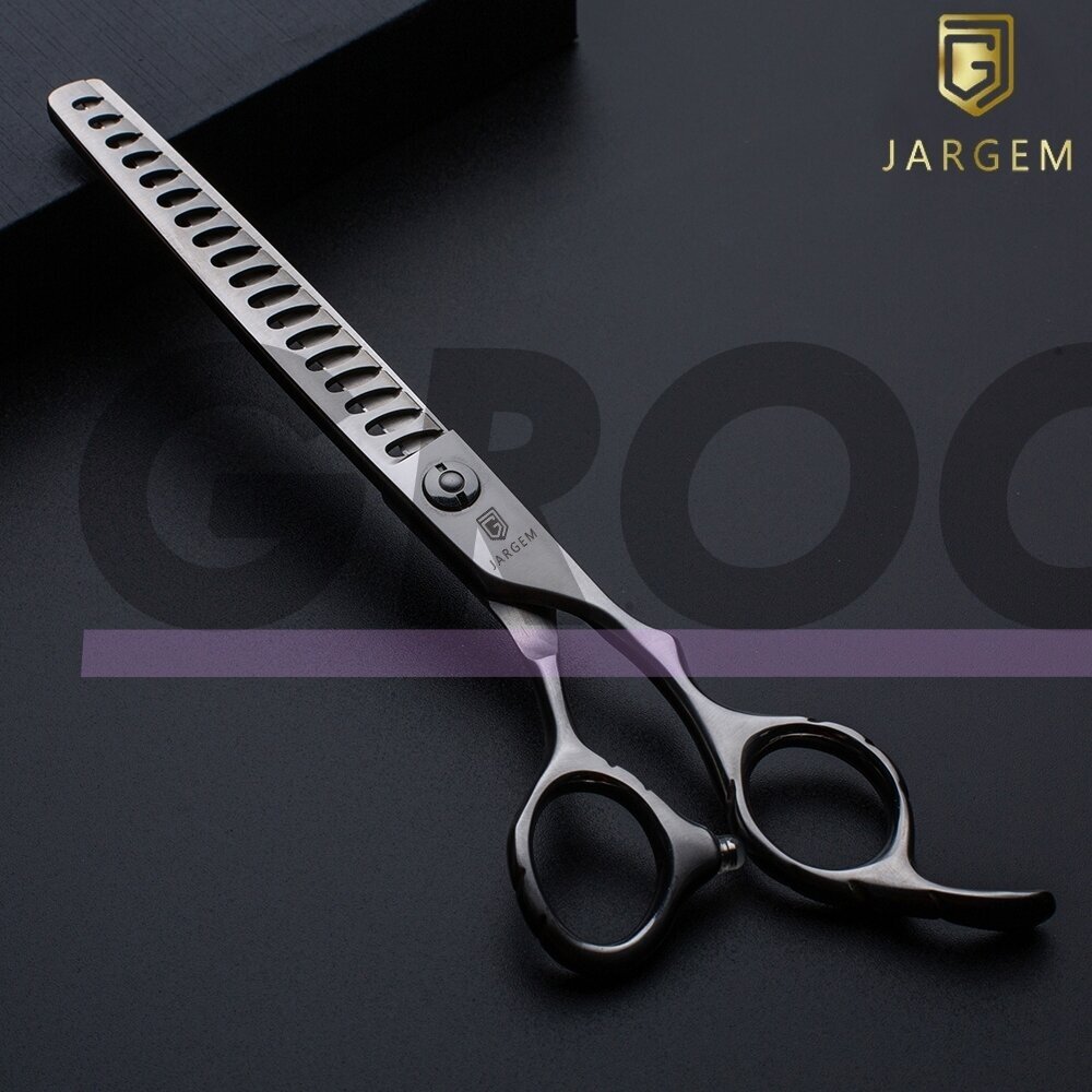 Jargem Grooming Satin Chunker - patogios vienpusės filiravimo žirklės su satino apdaila - Dydis: 7,5" - 24 dantukai