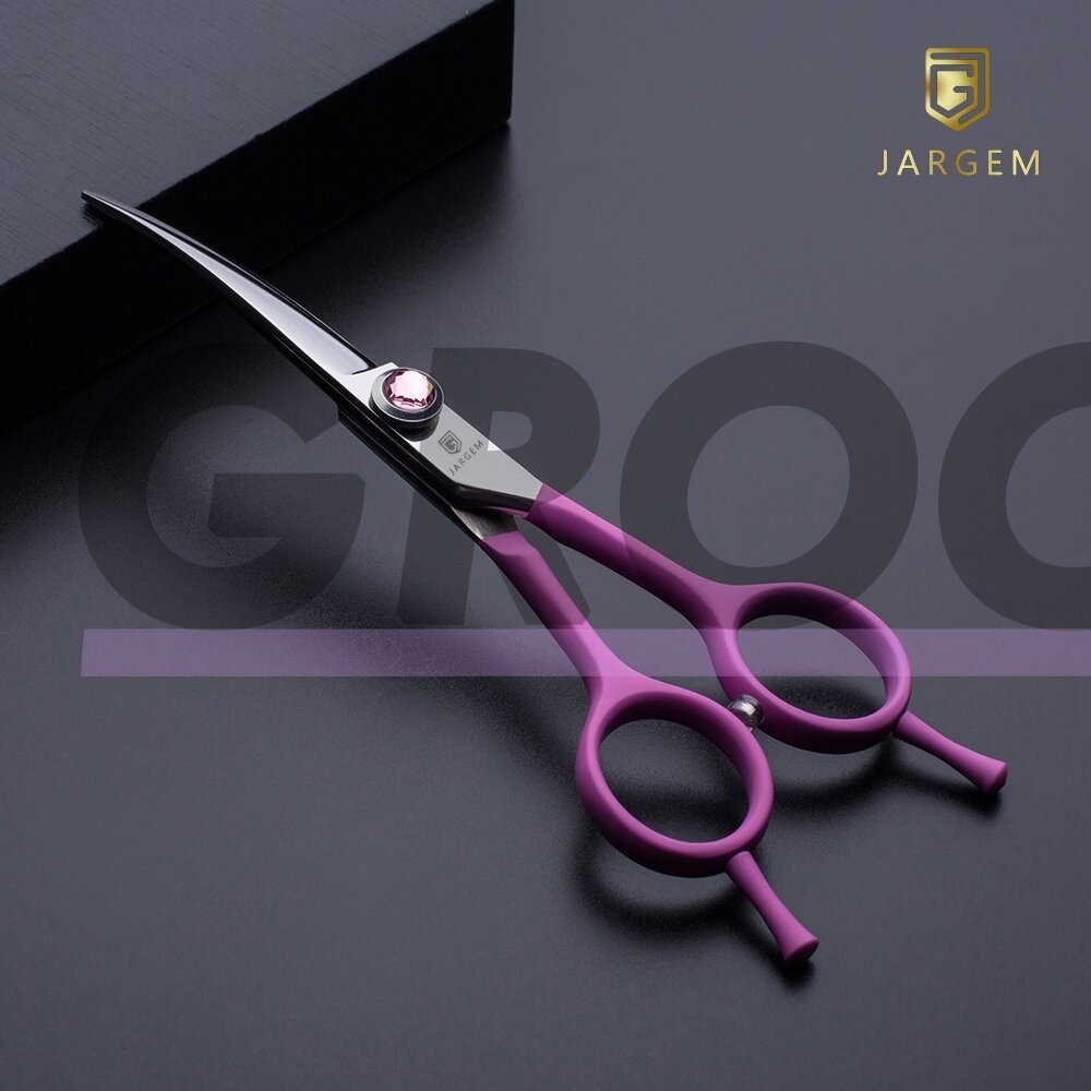 Jargem Pink Curved Scissors 6 "- priežiūros žirklės sulenktos dekoratyviniu varžtu, rožinės spalvos