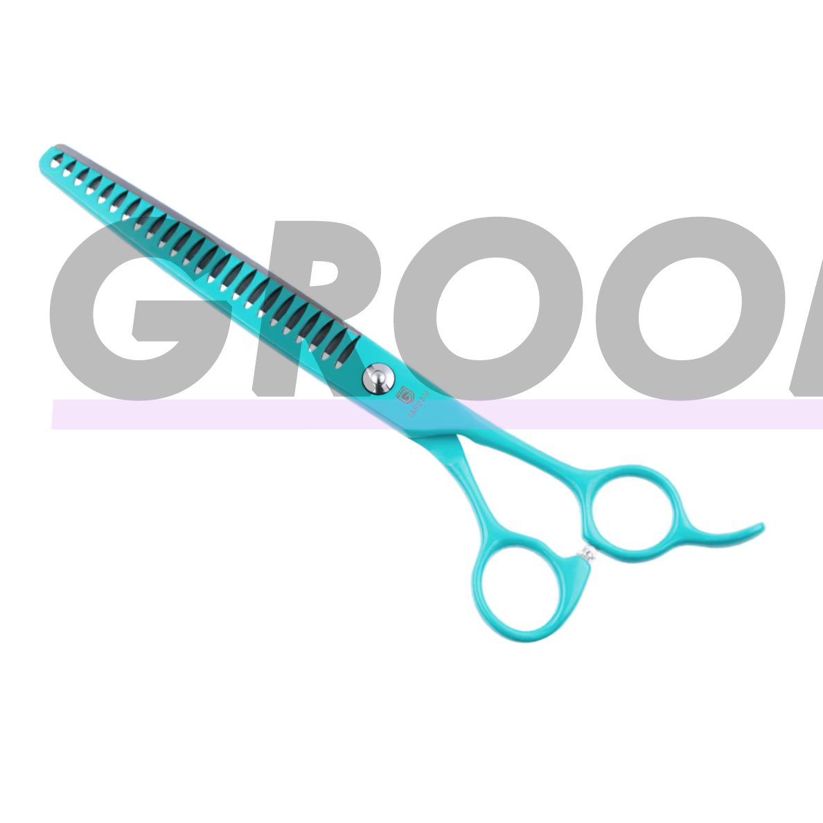 Jargem Grooming Cyan Chunkers 7,5" – filiravimo žirklės su turkio spalvos danga, vienpusės, 24 dantukai. Jargem Grooming Cyan Chunkers 7,5" – filiravimo žirklės su turkio spalvos danga, vienpusės, 24 dantukai.
