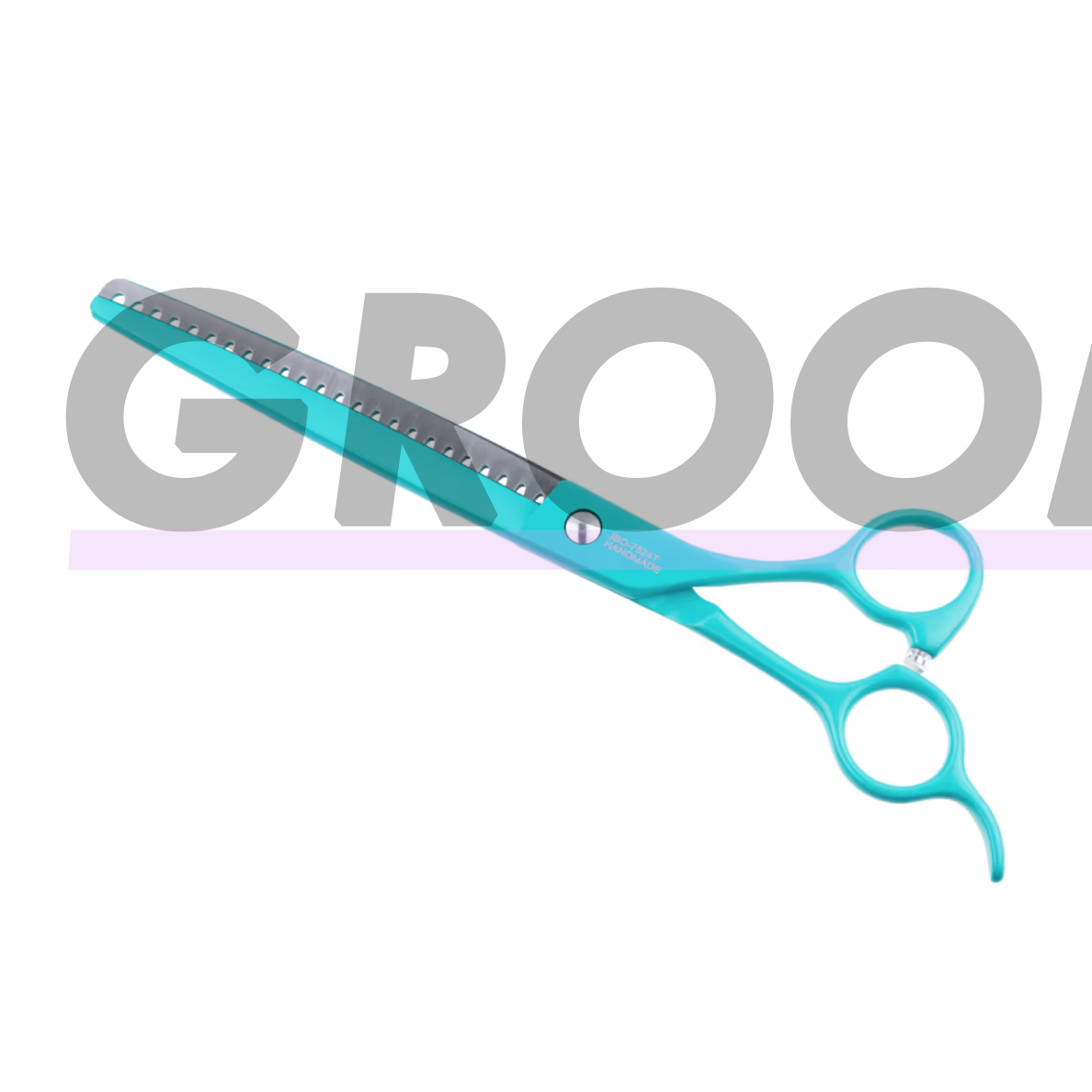 Jargem Grooming Cyan Chunkers 7,5" – filiravimo žirklės su turkio spalvos danga, vienpusės, 24 dantukai. 3 Jargem Grooming Cyan Chunkers 7,5" – filiravimo žirklės su turkio spalvos danga, vienpusės, 24 dantukai. 3