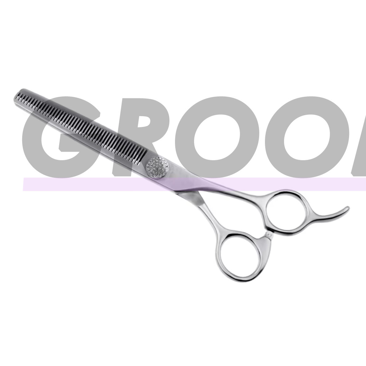 Jargem Mat Brilliant Blenders 6,5" – elegantiškos vienpusės filiravimo žirklės su dekoratyviniu varžtu, puoštu blizgiais akmenėliais, 45 dantukai. 1 Jargem Mat Brilliant Blenders 6,5" – elegantiškos vienpusės filiravimo žirklės su dekoratyviniu varžtu, puoštu blizgiais akmenėliais, 45 dantukai. 1