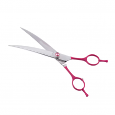 Jargem Fuchsia Curved Scissors - priežiūros žirklės, išlenktos dekoratyviniu varžtu, fuksija - Dydis: 7 "