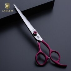 Jargem Fuchsia Straight Scissors - tiesios priežiūros žirklės su minkšta ir ergonomiška fuksijos spalvos rankena - Dydis: 7 "