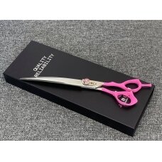 Jargem Pink Curved Scissors - lenktos priežiūros žirklės su minkšta ir ergonomiška rausva rankena - Dydis: 7.5 "
