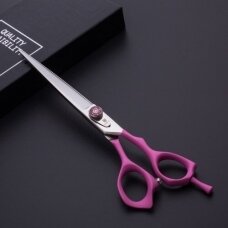 Jargem Pink Straight Scissors - tiesios priežiūros žirklės su minkšta ir ergonomiška rausva rankena - Dydis: 7,5 "