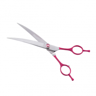 Jargem Fuchsia Curved Scissors - priežiūros žirklės, išlenktos dekoratyviniu varžtu, fuksija - Dydis: 7 "