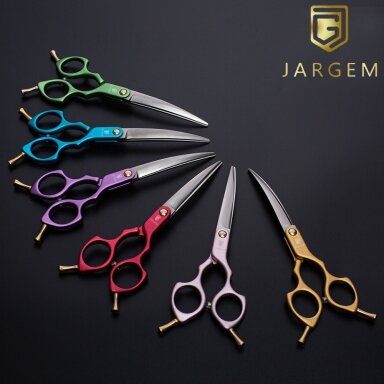Jargem Asian Style Light Curved Scissors 6 "- labai lengvos korėjietiško stiliaus lenktos kirpimo žirklės - Spalva:  rožinė.