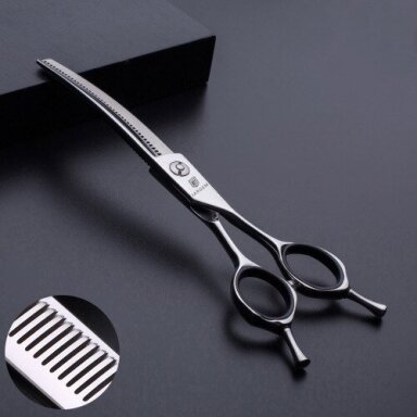 Jargem Curved Thinning 6,5" – profesionalios vienpusės filiravimo žirklės, sulenktos 45 dantukai