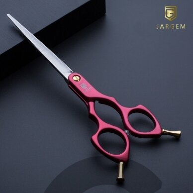 Jargem Asian Style Light Straight Scissors 6,5" - labai lengvos korėjietiško stiliaus tiesių plaukų žirklės - Spalva: raudona