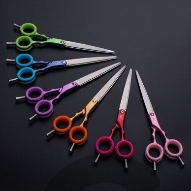 Jargem Asian Style Light Straight Scissors 6,5" - labai lengvos, tiesios žirklės su spalvotais žiedais, korėjietiško stiliaus kirpimui - Spalva: juoda Jargem Asian Style Light Straight Scissors 6,5" - labai lengvos, tiesios žirklės su spalvotais žiedais, korėjietiško stiliaus kirpimui - Spalva: juoda