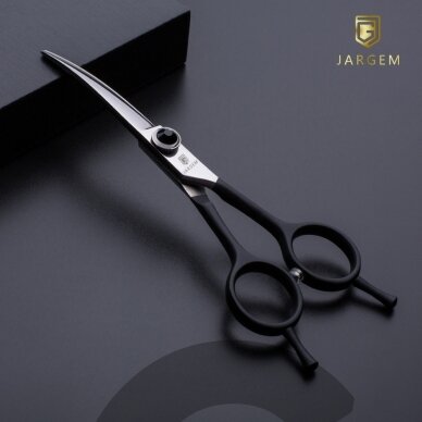 Jargem Black Curved Scissors 5,5" - priežiūros žirklės, sulenktos dekoratyviniu varžtu, juodos