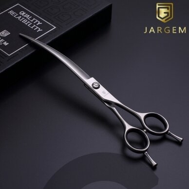 Jargem Curved Scissors – lenktos priežiūros žirklės su satino apdaila – Dydis: 7,5 colio Jargem Curved Scissors – lenktos priežiūros žirklės su satino apdaila – Dydis: 7,5 colio