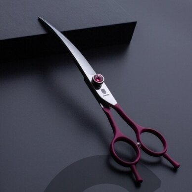 Jargem Fuchsia Curved Scissors - priežiūros žirklės, išlenktos dekoratyviniu varžtu - Dydis: 7,5 "