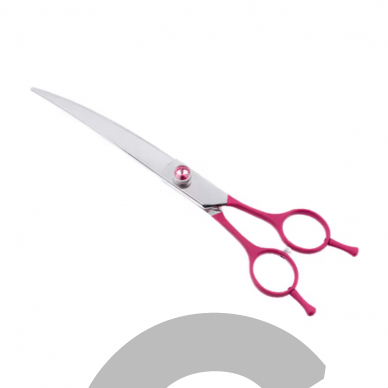 Jargem Fuchsia Curved Scissors - priežiūros žirklės, išlenktos dekoratyviniu varžtu, fuksija - Dydis: 7 " 2