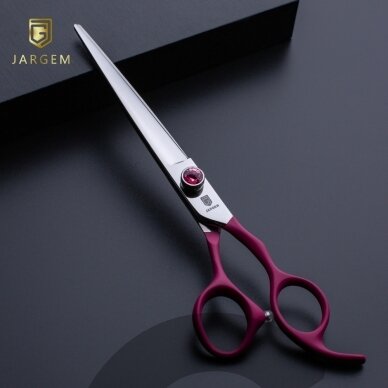 Jargem Fuchsia Straight Scissors - tiesios priežiūros žirklės su minkšta ir ergonomiška fuksijos spalvos rankena - Dydis: 7,5 " Jargem Fuchsia Straight Scissors - tiesios priežiūros žirklės su minkšta ir ergonomiška fuksijos spalvos rankena - Dydis: 7,5 "