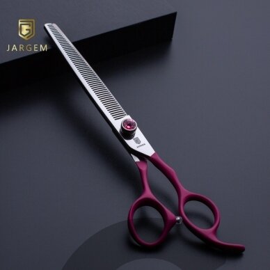 Jargem Fuchsia Thinning - vienpusės filiravimo žirklės su minkšta ir ergonomiška rankena bei dekoratyviniu varžtu - Dydis: 7 "- 50 dantukų Jargem Fuchsia Thinning - vienpusės filiravimo žirklės su minkšta ir ergonomiška rankena bei dekoratyviniu varžtu - Dydis: 7 "- 50 dantukų